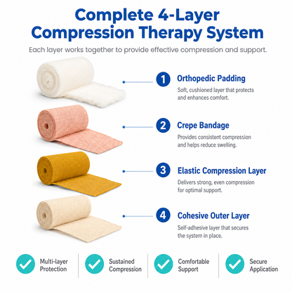Vein CARE 4 Layer Compression Bandage for Venous Leg Ulcers