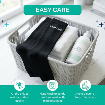 Vein Care Below Knee Compression Stockings Class 1 Travel Pregnancy Support Socks Improve Circulation Reduce Swelling Breathable Lightweight Comfortable Daily Wear for Men Women Office Flight Use