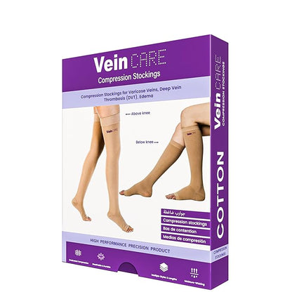 Vein CARE Below Knee Compression Stockings Class 1 for Preventive Care, 15-21 mmHg, Pair