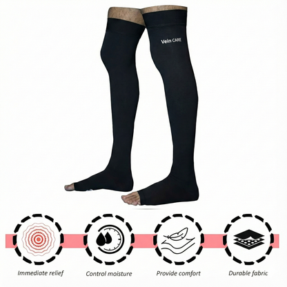 Vein CARE Above Knee Compression Stockings Class 1 for Preventive Care, 15-21 mmHg, Pair