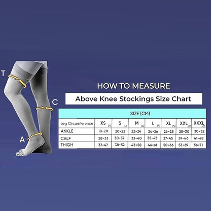 Vein CARE Above Knee Compression Stockings Class 1 for Preventive Care, 15-21 mmHg, Pair