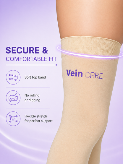Vein CARE Above Knee Compression Stockings Class 2 for Varicose Veins & DVT, 21 -32 mmHg, Pair