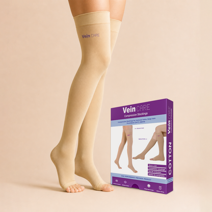 Vein CARE Above Knee Compression Stockings Class 2 for Varicose Veins & DVT, 21 -32 mmHg, Pair