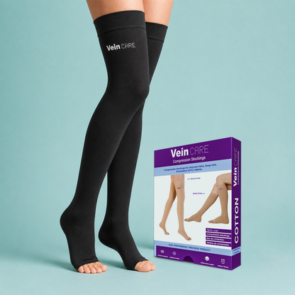 Vein CARE Above Knee Compression Stockings Class 1 for Preventive Care, 15-21 mmHg, Pair
