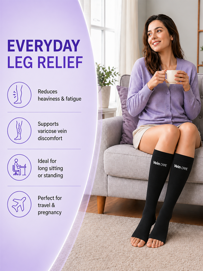 Callidora Below Knee Compression Stockings - Class 1 (15–21 mmHg) for Swelling, DVT Prevention & Daily Wear