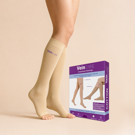 Vein CARE Below Knee Compression Stockings Class 2 for Varicose Veins & DVT, 21 -32 mmHg, Pair