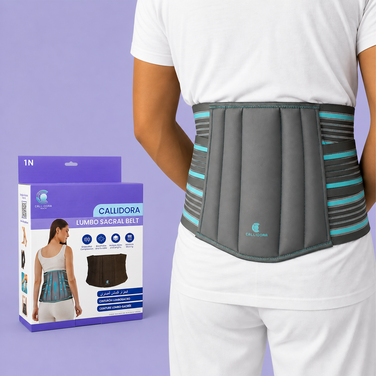 Callidora Lumbo Sacral Belt, Lower Back & Spine Support, Adjustable Straps, Back Pain Relief