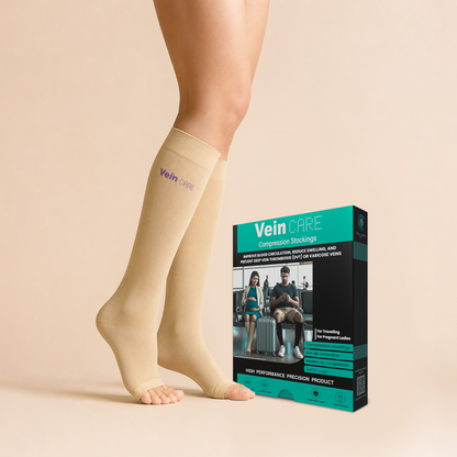 Vein Care Below Knee Compression Stockings Class 1 Travel Pregnancy Support Socks Improve Circulation Reduce Swelling Breathable Lightweight Comfortable Daily Wear for Men Women Office Flight Use