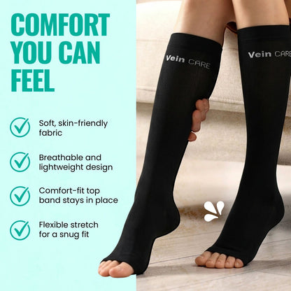 Vein Care Below Knee Compression Stockings Class 1 Travel Pregnancy Support Socks Improve Circulation Reduce Swelling Breathable Lightweight Comfortable Daily Wear for Men Women Office Flight Use